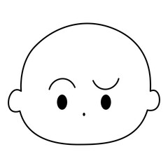 シンプル考えている眉　白黒