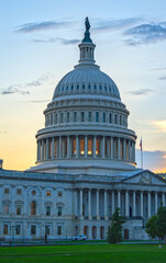 Obraz premium The Capitol symbol of USA governance. The Capitol landmark. The Capitol monument symbol of the American democratic system. The Capitol on sky background. American Capital.