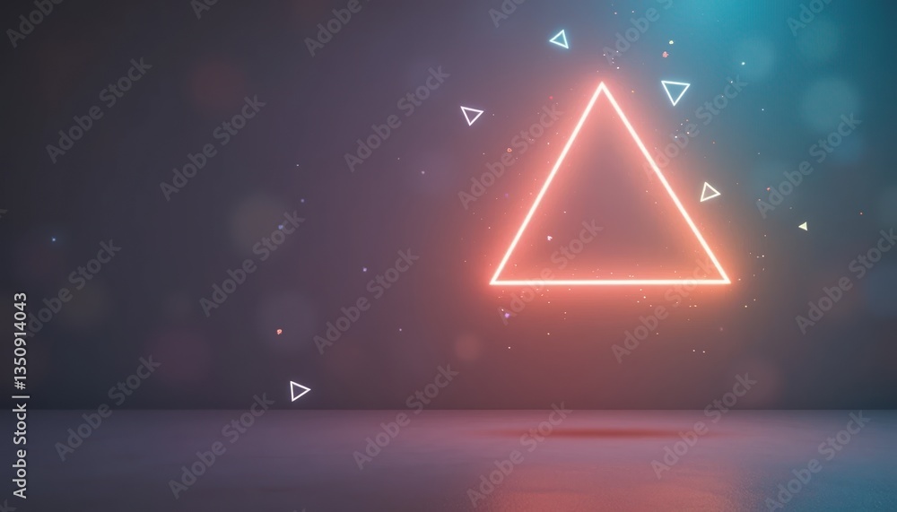 Poster dynamic neon triangle animation abstract digital space 3d graphic design futuristic atmosphere low a