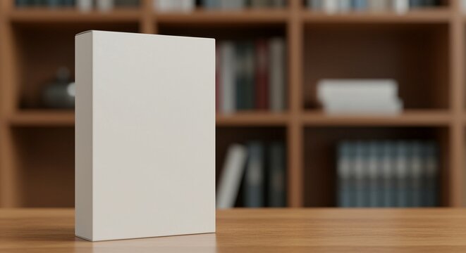 Blank White Box on Wooden Table: Minimalist Product Mockup