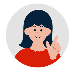 説明する女性アイコン　ビジネス・教育・サポートに使える人物イラスト