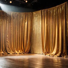 Golden silk velvet luxury curtains