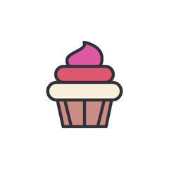Cupcake colored icons, minimalist vector illustration ,simple transparent graphic element .Isolated on white background