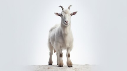 Fototapeta premium White Goat Standing on Neutral Background