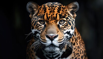 Obraz premium Close-up of a majestic jaguar, intense gaze