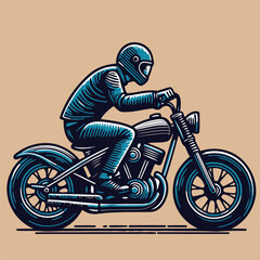 Racer Riding a Motorcycle in Helmet Vector Mascot Logo