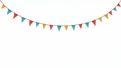 Obraz premium Colorful Triangular Flags Hanging on Strings Isolated on Transparent Background - Perfect for Festive Decorations and Creative Photo Stock Concepts with Ample Empty Space on the Left Side