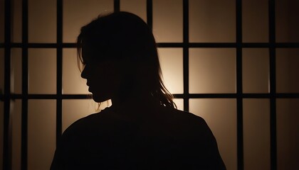 Silhouette of a prisoner in jail