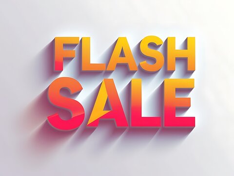 Orange and red gradient letters spelling flash sale on white background - Powered by Adobe