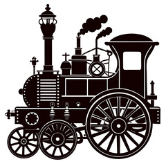 Fototapeta premium Steam-Powered Vehicle Silhouette
