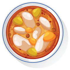 Vector Illustration of Thai Red Curry Dish