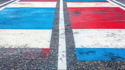 Colorful Striped Parking Spaces in a Shopping Lot