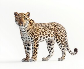 Obraz premium A leopard is standing in front of a white background