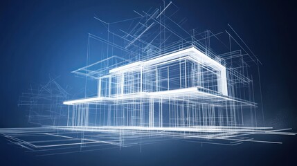 Architectural Design of Modern House, Blueprint, Interior Design, 3D Render