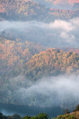 Mountain view on Doi Chang, Chiang Rai Province, northern Thailand at the beginning of the rainy season.