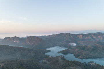 Mountain view on Doi Chang, Chiang Rai Province, northern Thailand at the beginning of the rainy season.