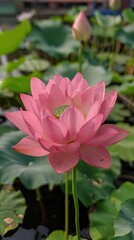Fototapeta premium Vibrant Pink Lotus Flower in Bloom