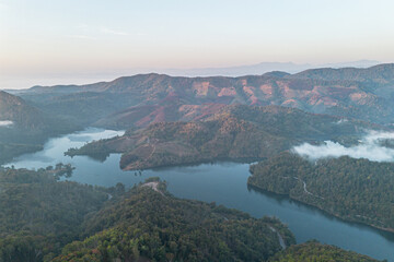 Mountain view on Doi Chang, Chiang Rai Province, northern Thailand at the beginning of the rainy season.