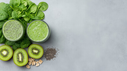 Refreshing green smoothie with spinach, kiwi, and chia seeds, perfect for healthy lifestyle