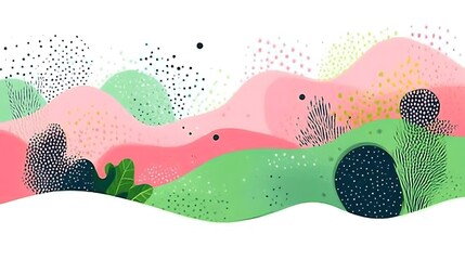Abstract nature landscape with pink green.