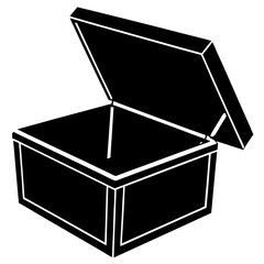 Silhouette of Toy Storage Chest with Open Lid – Black Vector Icon