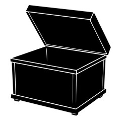Silhouette of Toy Storage Chest with Open Lid – Black Vector Icon