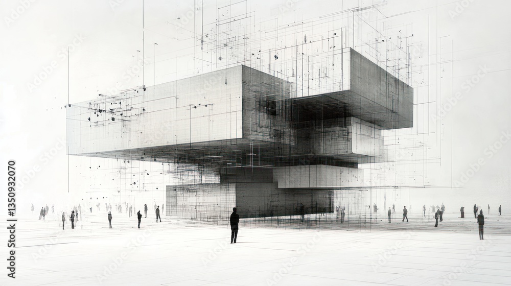 Poster futuristic architecture concept - abstract building design
