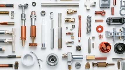 Neatly arranged plumbing components, showcasing precision and organization in design.
