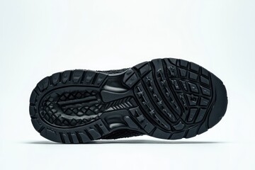Dark black athletic shoe sole with deep tread