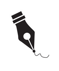 Fountain Pen Nib Icon - Black and White Illustration