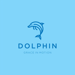 Dolphin Line Art Logo – A dynamic dolphin in line art, symbolizing intelligence and freedom.