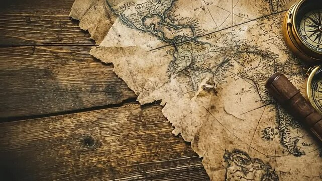 Antique Map and Compasses: A Journey Through Time