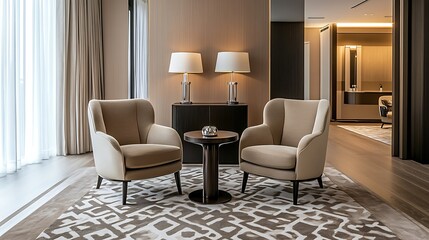 Luxury hotel suite sitting area. (1)