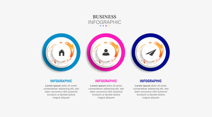 Circle infographic 3D template with 3 options