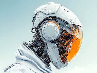 Fototapeta premium Robotic Astronaut Head with Space Helmet.