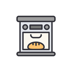 Kitchen oven colored icons, minimalist vector illustration ,simple transparent graphic element .Isolated on white background