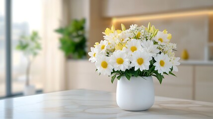 Spring flora arrangement nature's beauty in a bright kitchen environment