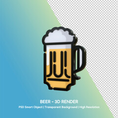 3D Render of a Beer Mug with Transparent Background