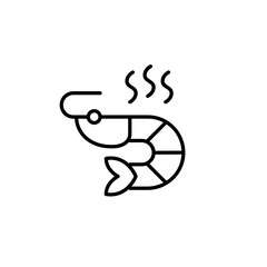 Shrimp barbecue. Grilled seafood, restaurant menu and healthy food. Pixel perfect, editable stroke vector icon