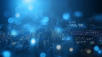 High-tech circuit board background, abstract digital technology presentations, electronic components, digital infrastructure, blue tech theme, modern electronics evolution expansion background image