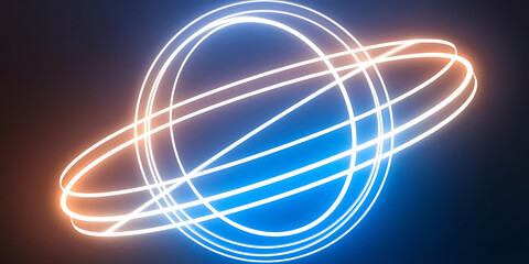 Abstract neon rings in a dynamic orbital design