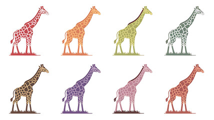 Cute giraffe silhouettes in various pastel colors perfect for children's decor