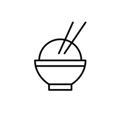 Bowl of rice and chopsticks. Asian food. Pixel perfect, editable stroke vector icon