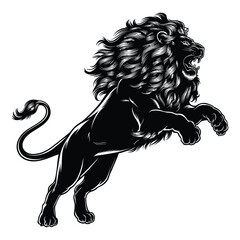 Fototapeta premium Lion Silhouette, Vector, Icon, Logo, White Background.