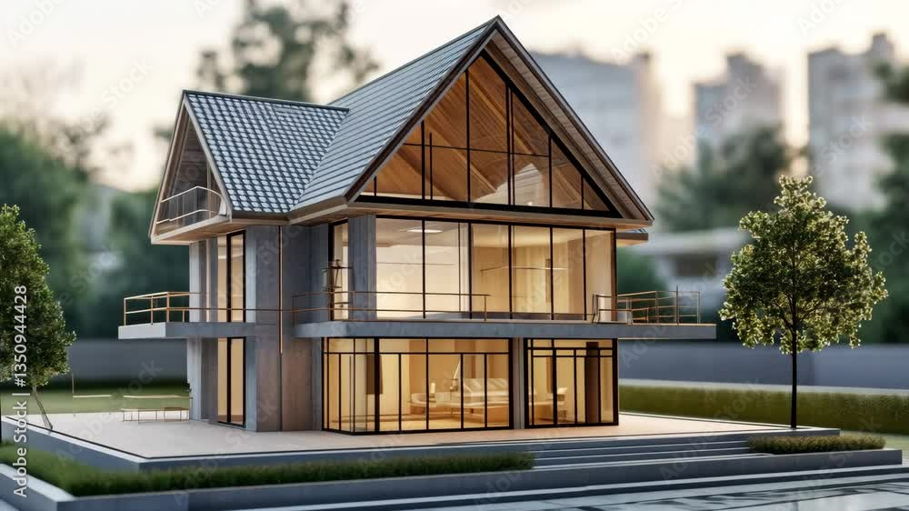 Aufkleber new home construction project with detailed blueprints in progress generative ai