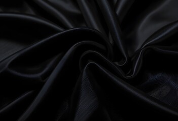 Obraz premium Luxurious Flowing Black Silk Fabric with Deep Folds and Soft Shadows AI Generated 