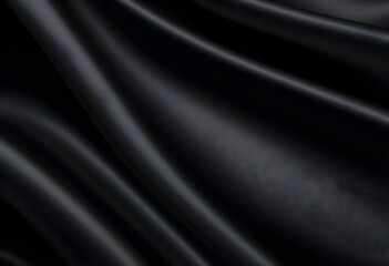 Luxurious Flowing Black Silk Fabric with Deep Folds and Soft Shadows AI Generated  