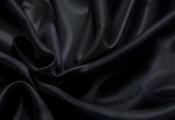 Obraz premium Luxurious Flowing Black Silk Fabric with Deep Folds and Soft Shadows AI Generated 