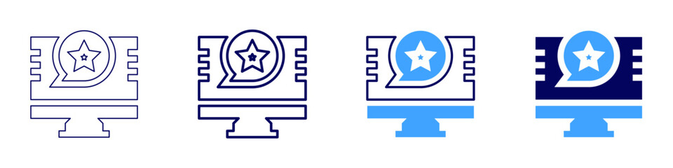 Feedback customization​ icon in 4 different styles. Thin Line, Line, Bold Line, Duotone. Duotone style. Editable stroke