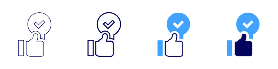 Feedback efficiency​ icon in 4 different styles. Thin Line, Line, Bold Line, Duotone. Duotone style. Editable stroke